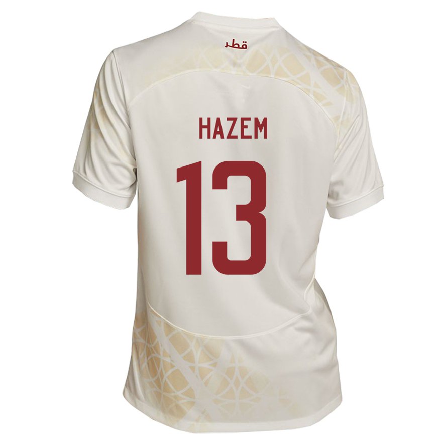 Hombre Camiseta Catar Hazem Shehata #13 Beis Dorado 2ª Equipación 22-24 México