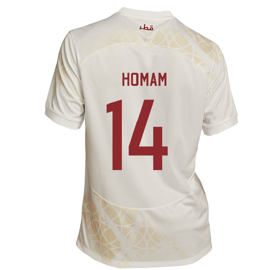 Hombre Camiseta Catar Homam Ahmed #14 Beis Dorado 2ª Equipación 22-24 México