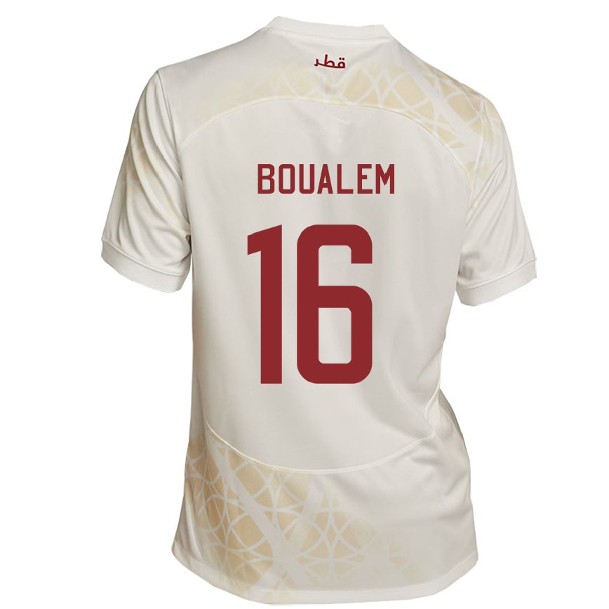 Hombre Camiseta Catar Boualem Khoukhi #16 Beis Dorado 2ª Equipación 22-24 México