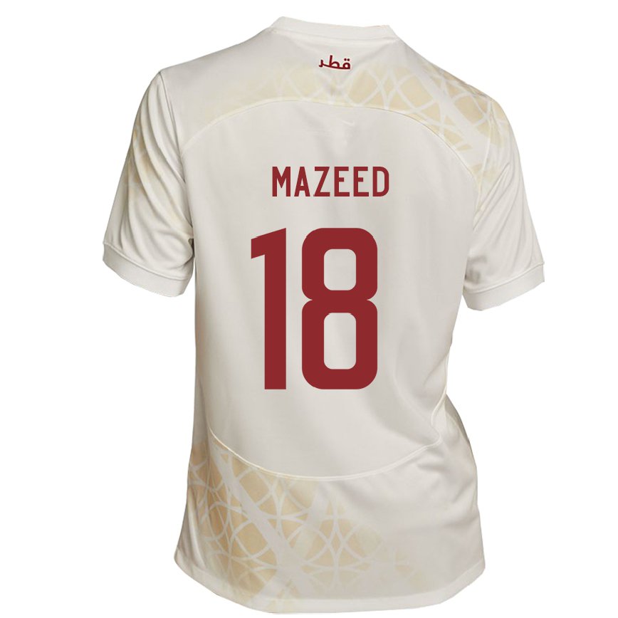 Hombre Camiseta Catar Khalid Muneer Ali #18 Beis Dorado 2ª Equipación 22-24 México