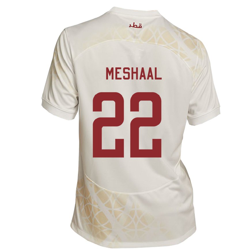 Hombre Camiseta Catar Meshaal Barsham #22 Beis Dorado 2ª Equipación 22-24 México