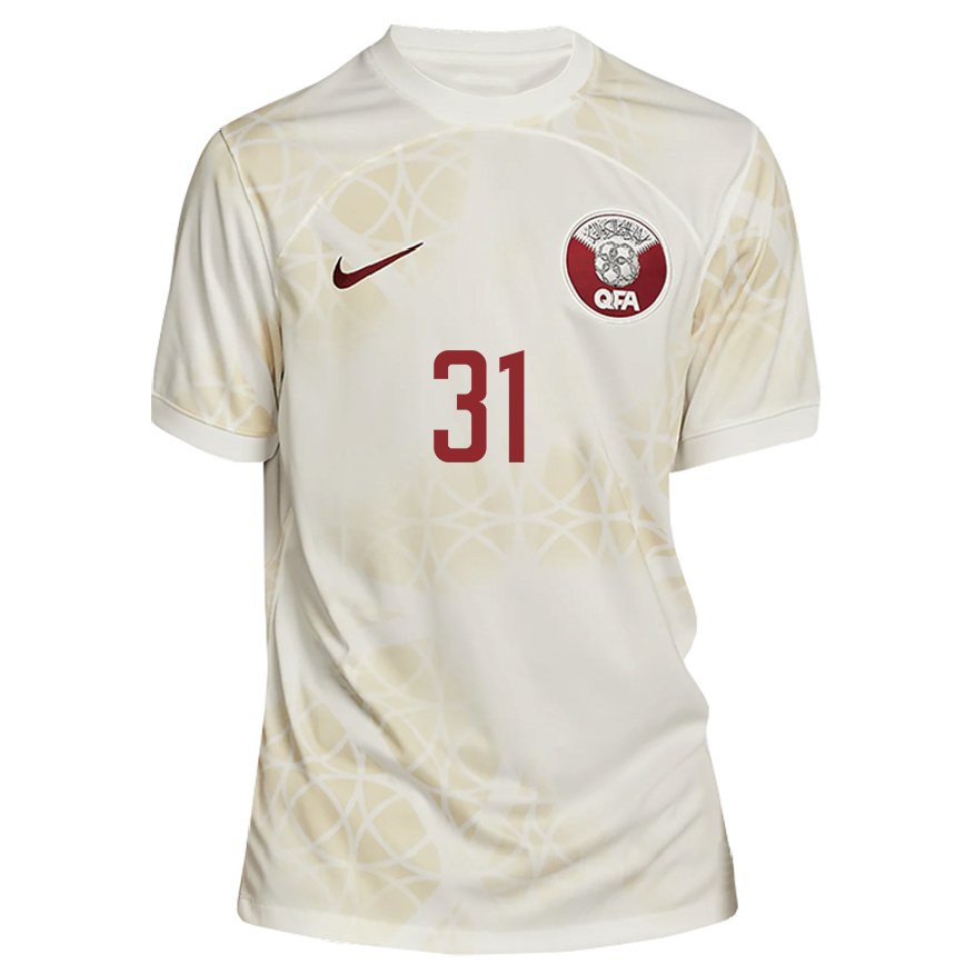 Hombre Camiseta Catar Salah Zakaria #31 Beis Dorado 2ª Equipación 22-24 México