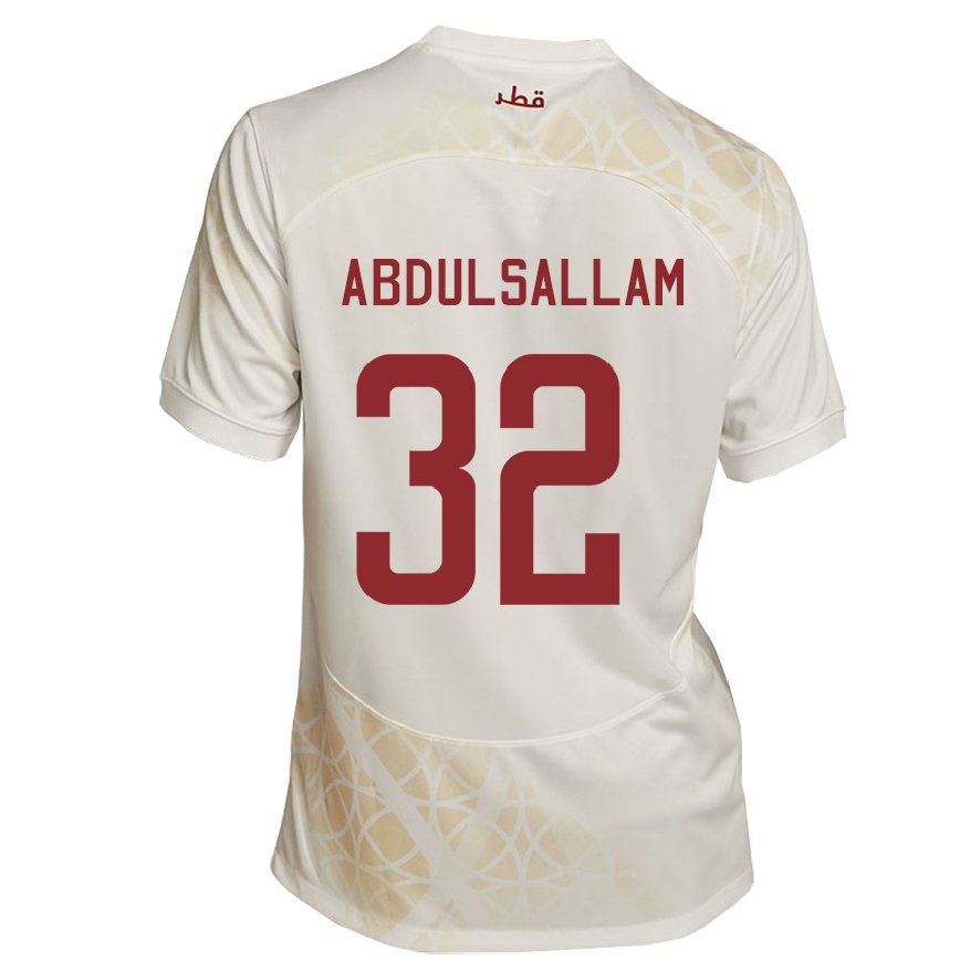 Hombre Camiseta Catar Jassem Gaber Abdulsallam #32 Beis Dorado 2ª Equipación 22-24 México