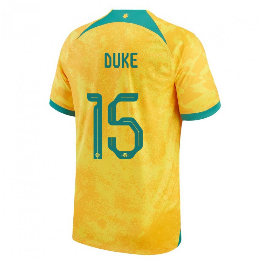 Mujer Camiseta Australia Mitchell Duke #15 Dorado 1ª Equipación 22-24 México