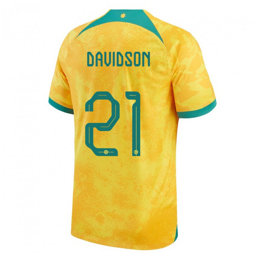 Mujer Camiseta Australia Jason Davidson #21 Dorado 1ª Equipación 22-24 México