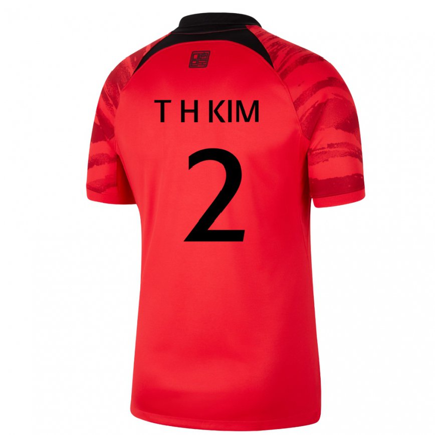 Mujer Camiseta Corea Del Sur Tae-hwan Kim #2 Rojo Volver 1ª Equipación 22-24 México