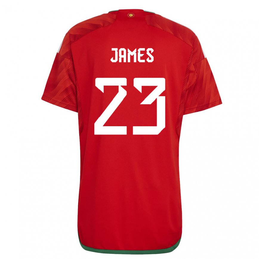 Mujer Camiseta Gales Jordan James #23 Rojo 1ª Equipación 22-24 México