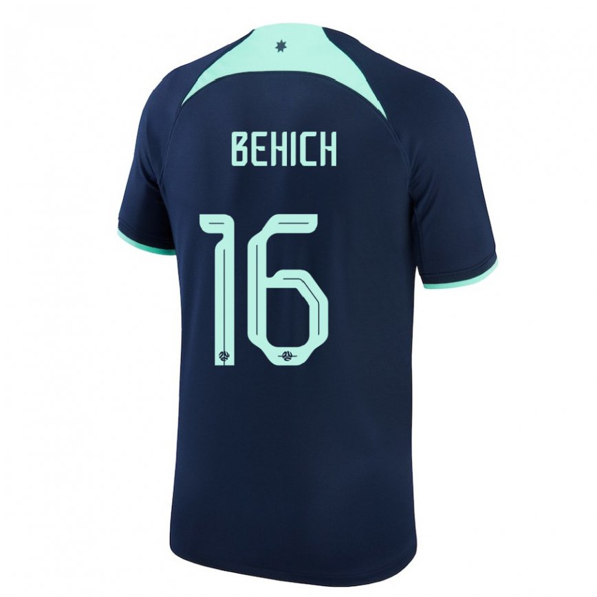 Mujer Camiseta Australia Aziz Behich #16 Azul Oscuro 2ª Equipación 22-24 México