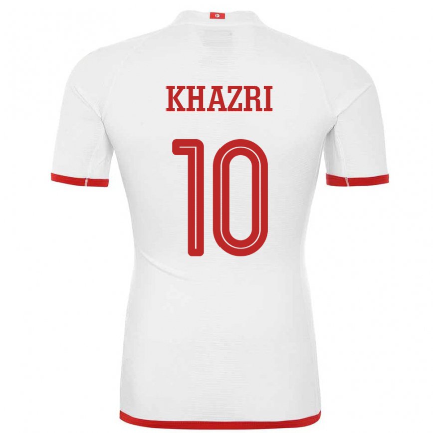 Mujer Camiseta Túnez Wahbi Khazri #10 Blanco 2ª Equipación 22-24 México