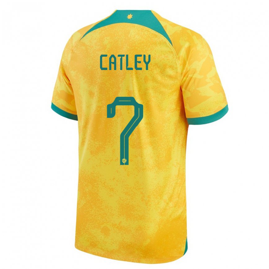 Niño Camiseta Australia Stephanie Catley #7 Dorado 1ª Equipación 22-24 México