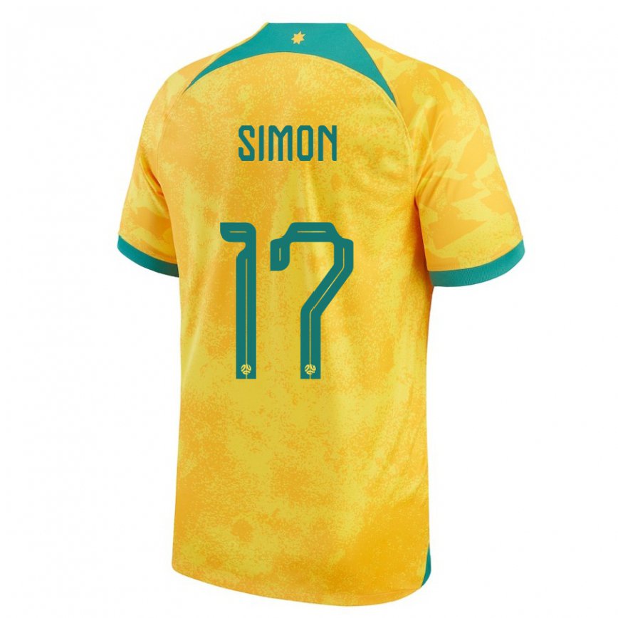 Niño Camiseta Australia Kyah Simon #17 Dorado 1ª Equipación 22-24 México