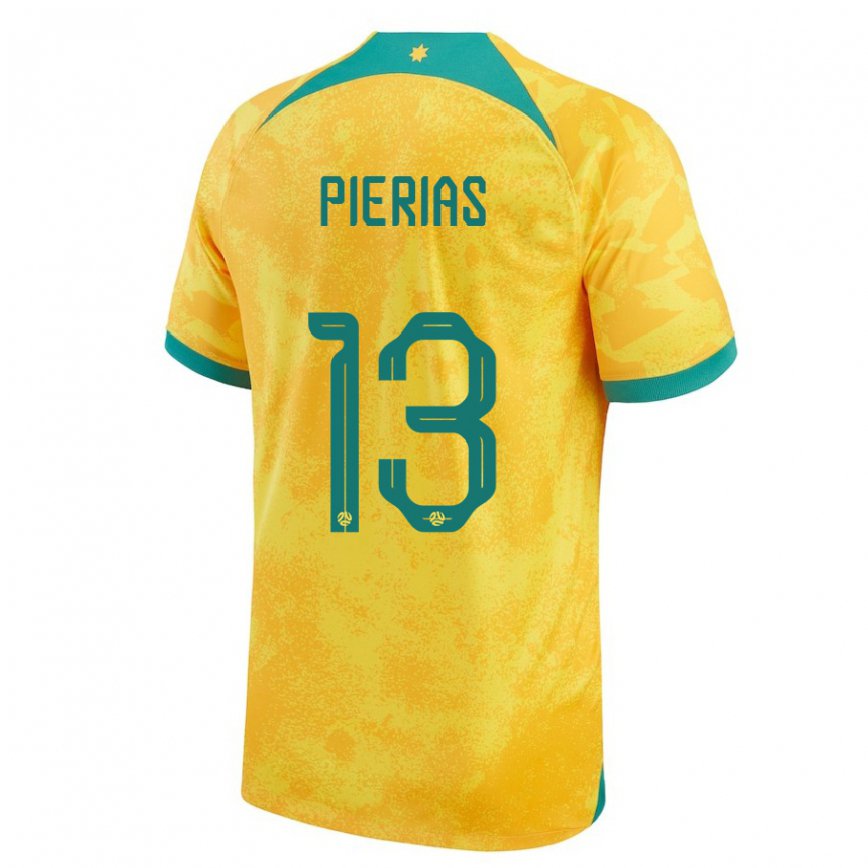 Niño Camiseta Australia Dylan Pierias #13 Dorado 1ª Equipación 22-24 México