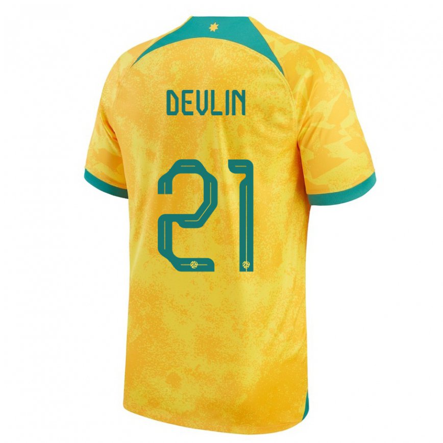 Niño Camiseta Australia Cameron Devlin #21 Dorado 1ª Equipación 22-24 México