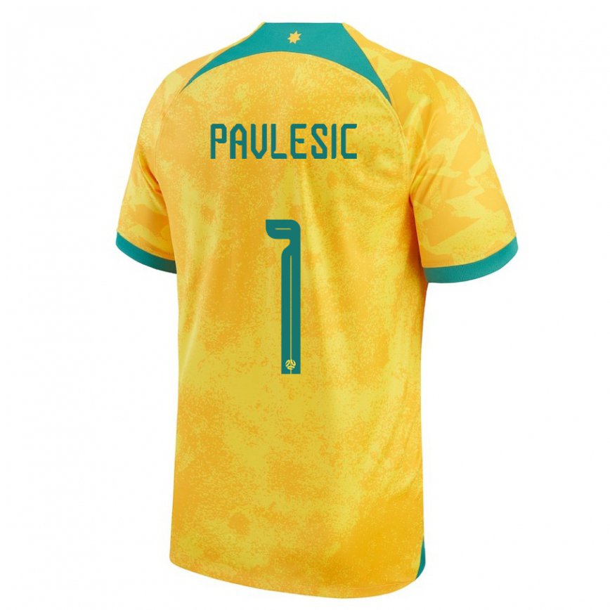 Niño Camiseta Australia Adam Pavlesic #1 Dorado 1ª Equipación 22-24 México