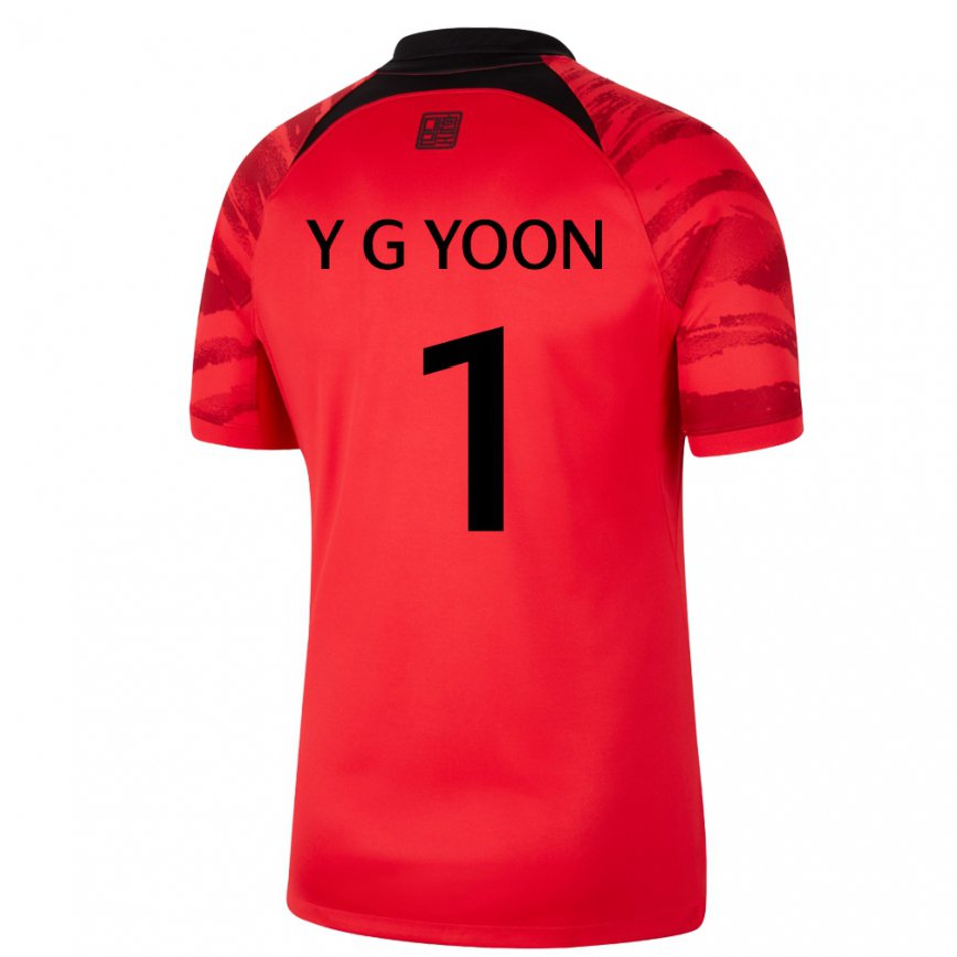 Niño Camiseta Corea Del Sur Yoon Young Geul #1 Negro Rojo 1ª Equipación 22-24 México