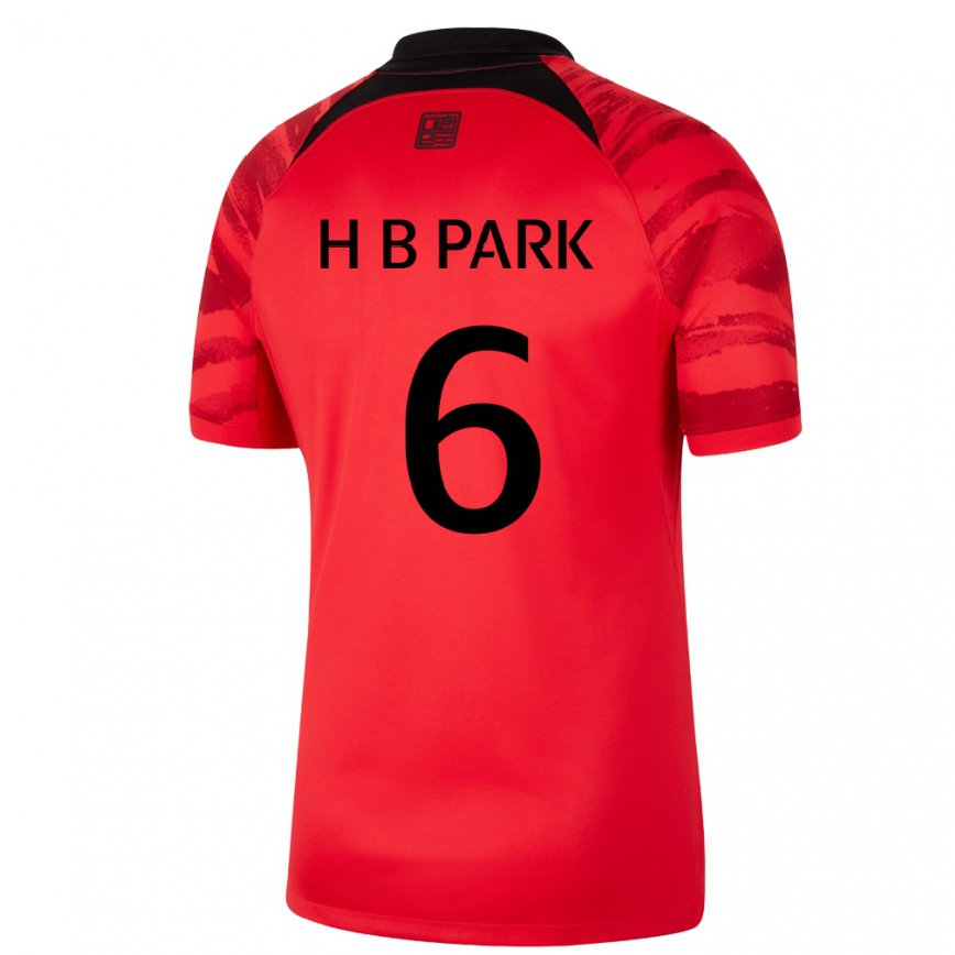 Niño Camiseta Corea Del Sur Park Hyeon Bin #6 Negro Rojo 1ª Equipación 22-24 México