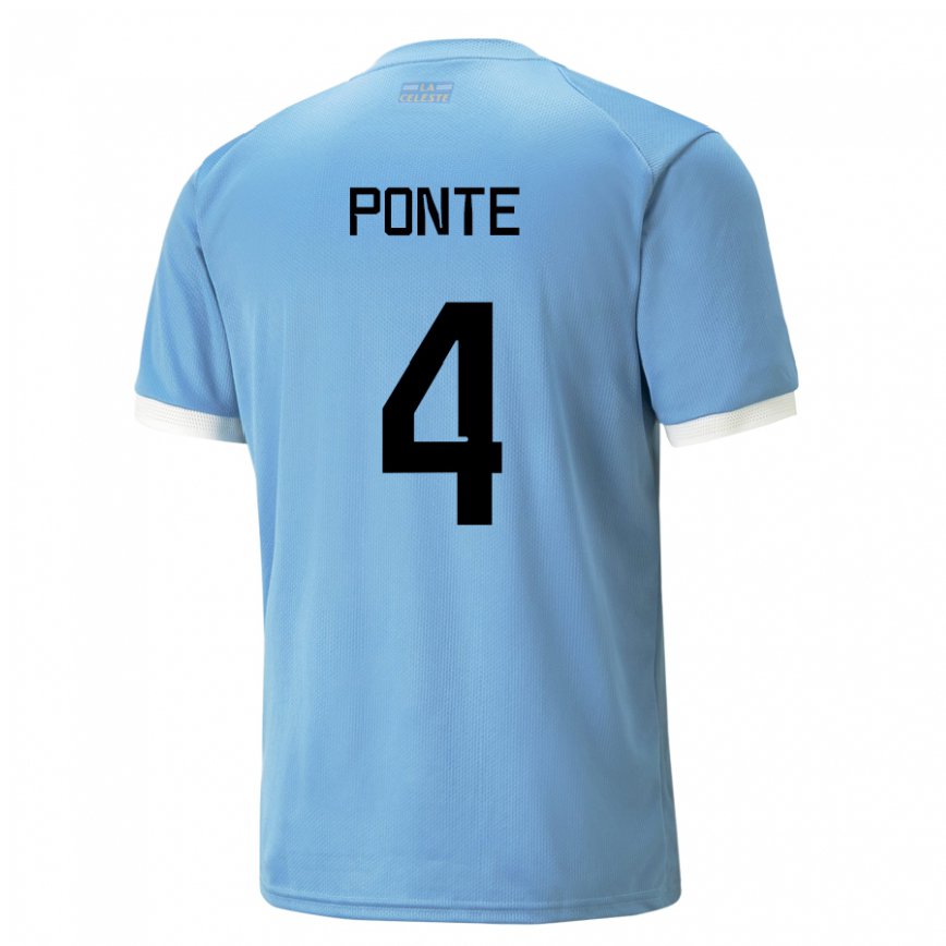 Niño Camiseta Uruguay Mateo Ponte #4 Azul 1ª Equipación 22-24 México