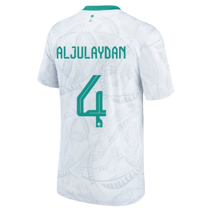 Niño Camiseta Arabia Saudita Ahmed Aljulaydan #4 Blanco 1ª Equipación 22-24 México