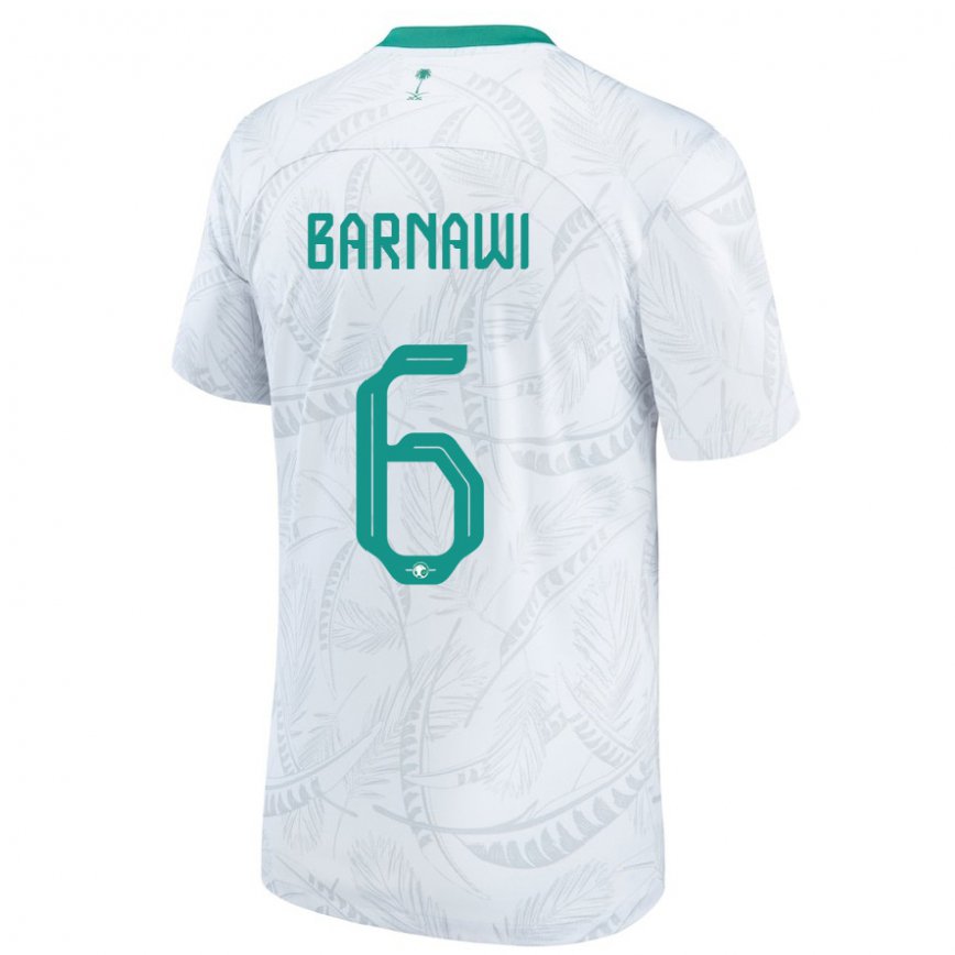 Niño Camiseta Arabia Saudita Mohammed Barnawi #6 Blanco 1ª Equipación 22-24 México