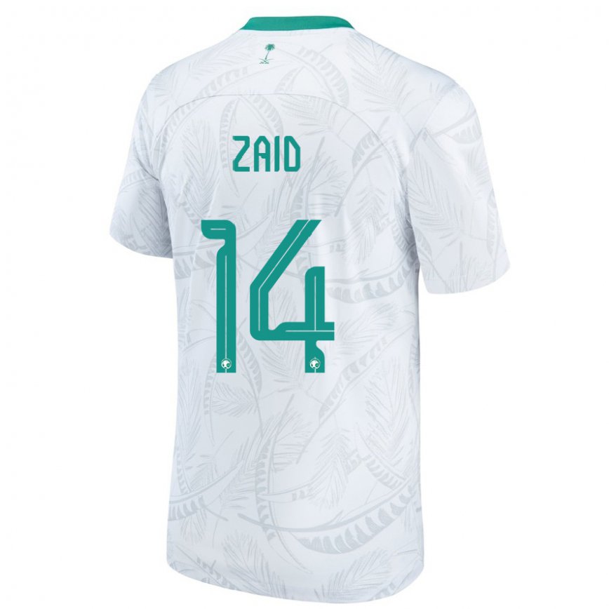 Niño Camiseta Arabia Saudita Abdullah Zaid #14 Blanco 1ª Equipación 22-24 México