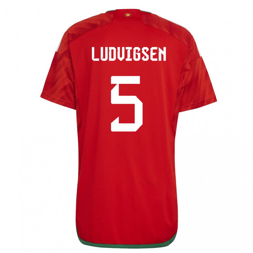 Niño Camiseta Gales Kai Ludvigsen #5 Rojo 1ª Equipación 22-24 México