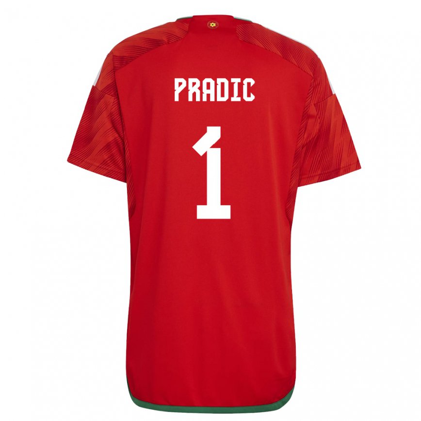 Niño Camiseta Gales James Pradic #1 Rojo 1ª Equipación 22-24 México