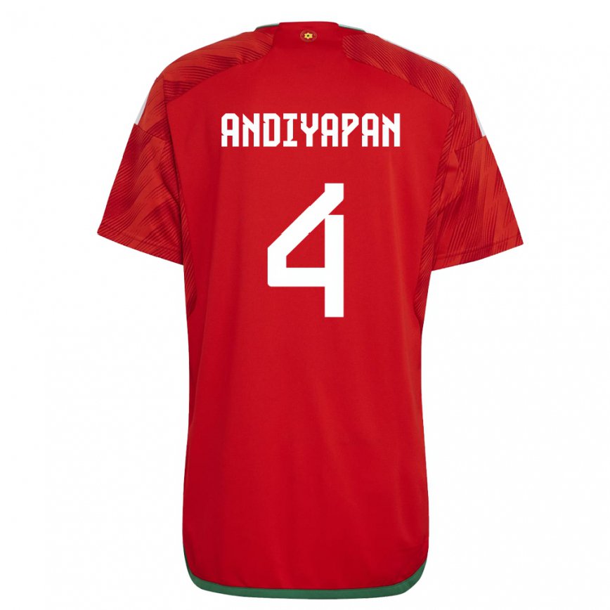 Niño Camiseta Gales William Andiyapan #4 Rojo 1ª Equipación 22-24 México