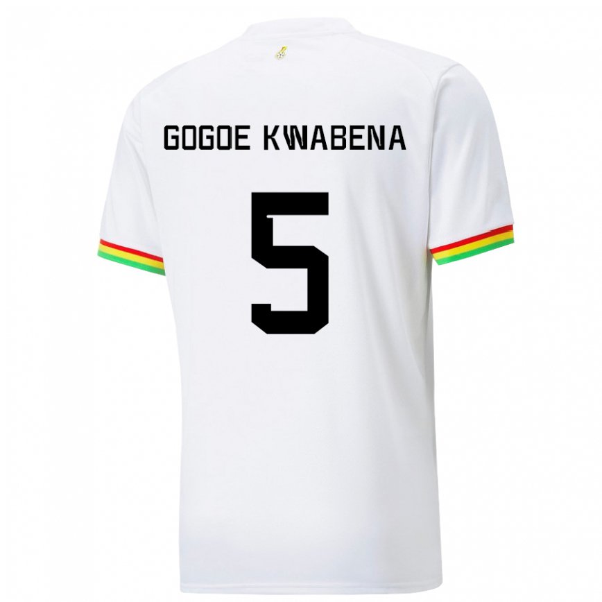 Niño Camiseta Ghana Boahen Gogoe Kwabena #5 Blanco 1ª Equipación 22-24 México