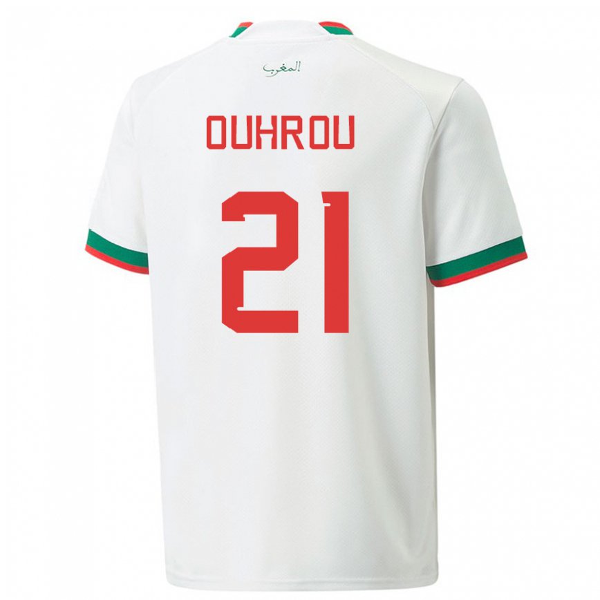 Niño Camiseta Marruecos Marouane Ouhrou #21 Blanco 2ª Equipación 22-24 México