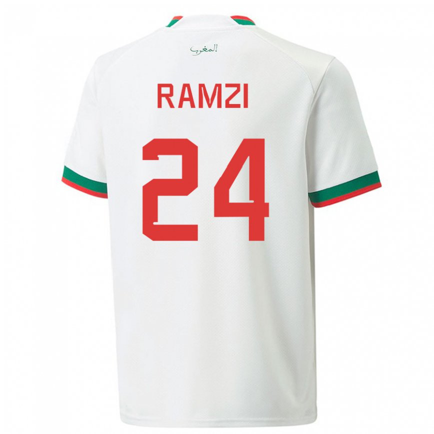 Niño Camiseta Marruecos Achraf Ramzi #24 Blanco 2ª Equipación 22-24 México