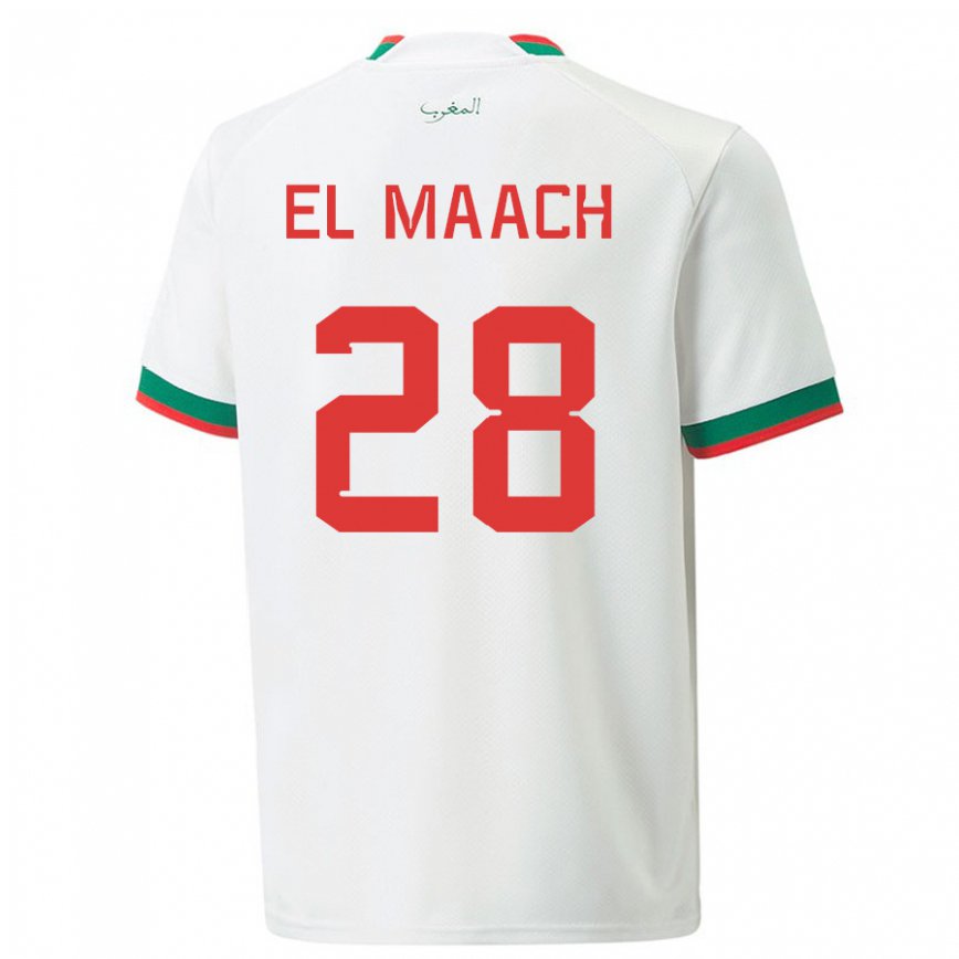 Niño Camiseta Marruecos Fouad El Maach #28 Blanco 2ª Equipación 22-24 México