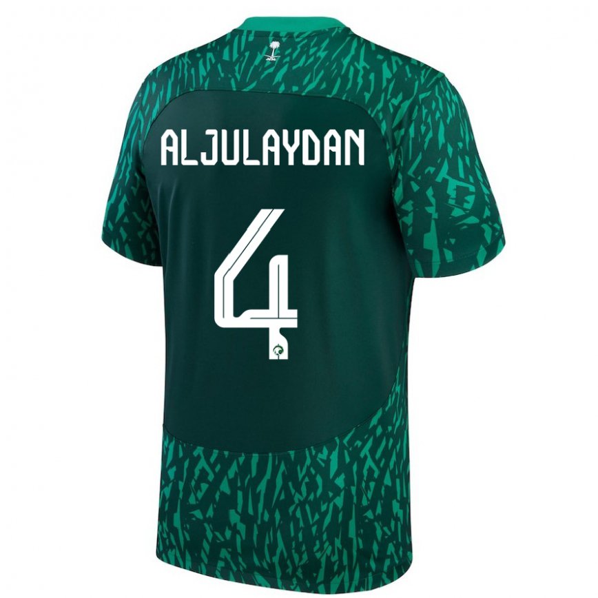 Niño Camiseta Arabia Saudita Ahmed Aljulaydan #4 Verde Oscuro 2ª Equipación 22-24 México