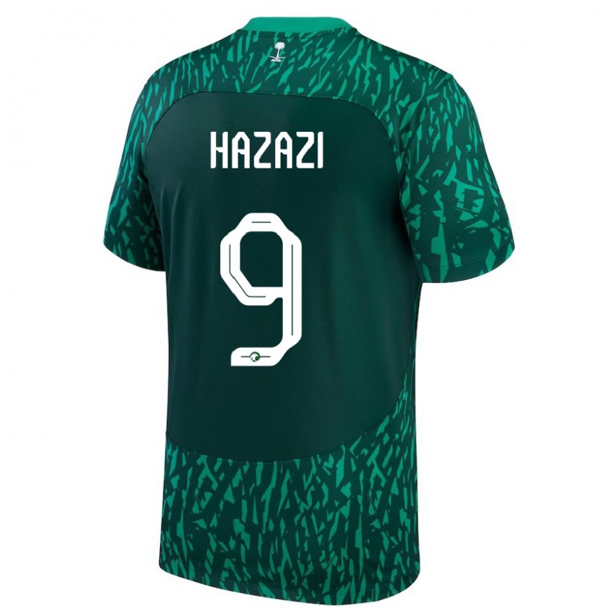 Niño Camiseta Arabia Saudita Sulaiman Hazazi #9 Verde Oscuro 2ª Equipación 22-24 México