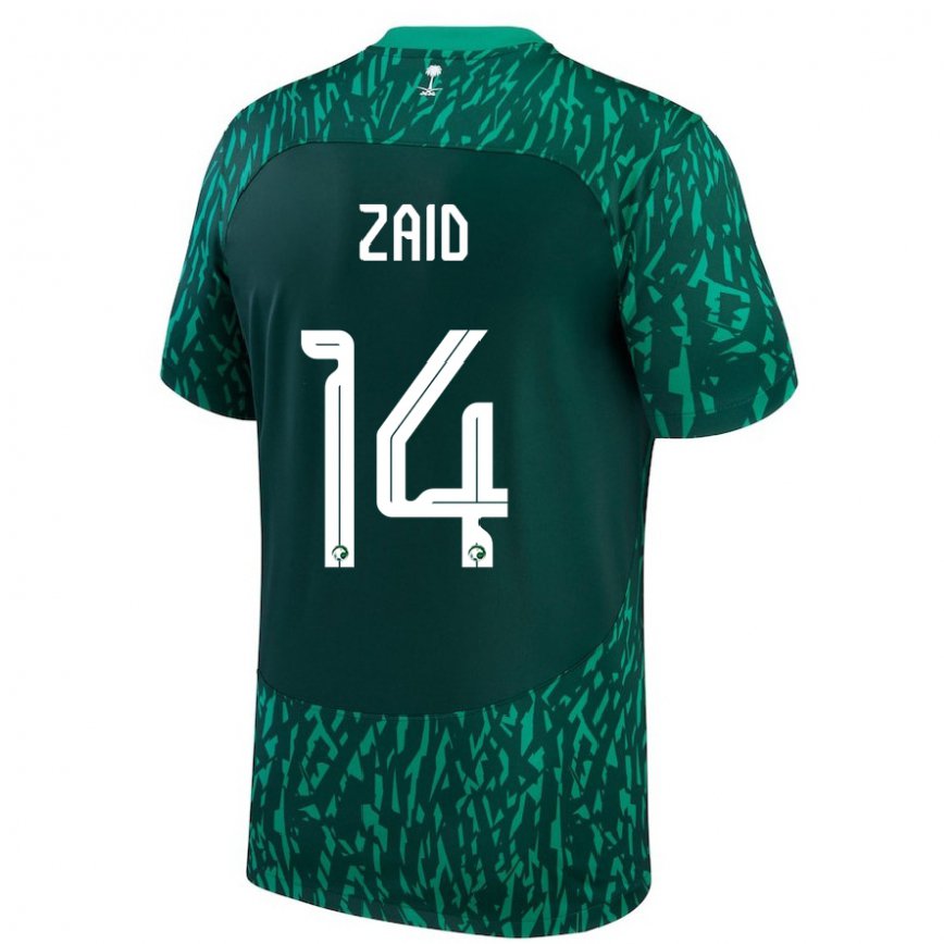 Niño Camiseta Arabia Saudita Abdullah Zaid #14 Verde Oscuro 2ª Equipación 22-24 México