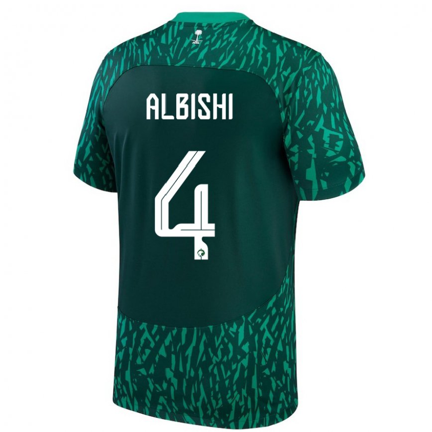 Niño Camiseta Arabia Saudita Abdullah Albishi #4 Verde Oscuro 2ª Equipación 22-24 México