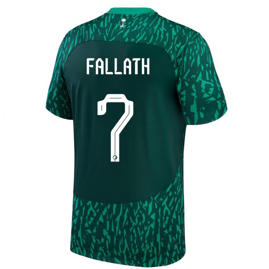 Niño Camiseta Arabia Saudita Fahad Fallath #7 Verde Oscuro 2ª Equipación 22-24 México