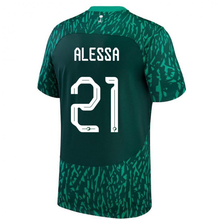 Niño Camiseta Arabia Saudita Mohammed Alessa #21 Verde Oscuro 2ª Equipación 22-24 México