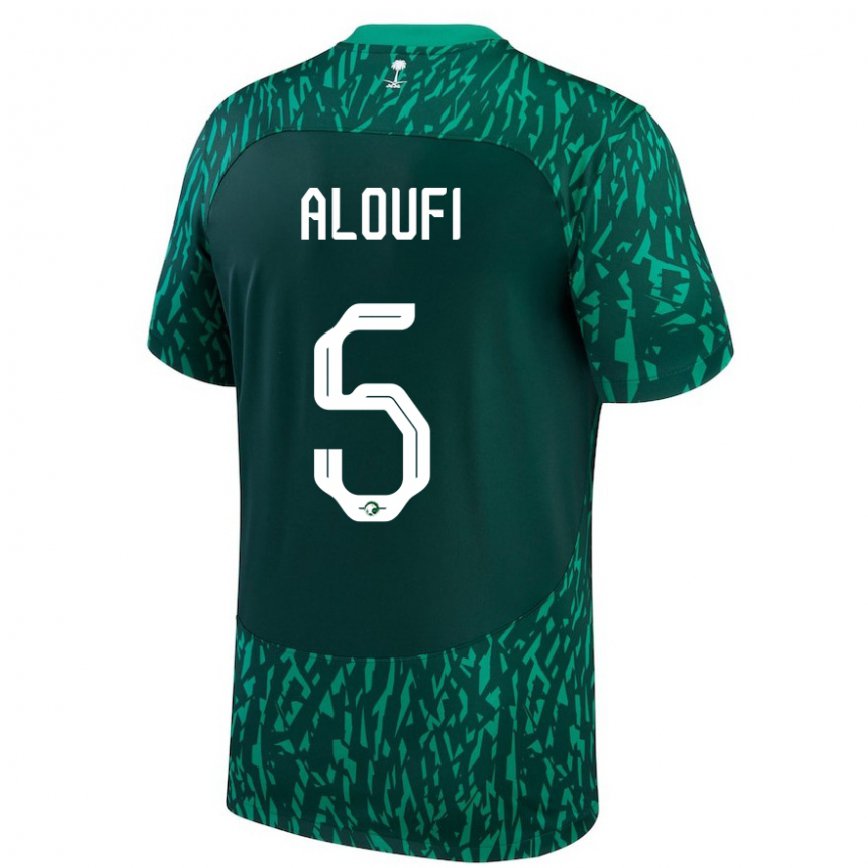 Niño Camiseta Arabia Saudita Mohammed Aloufi #5 Verde Oscuro 2ª Equipación 22-24 México