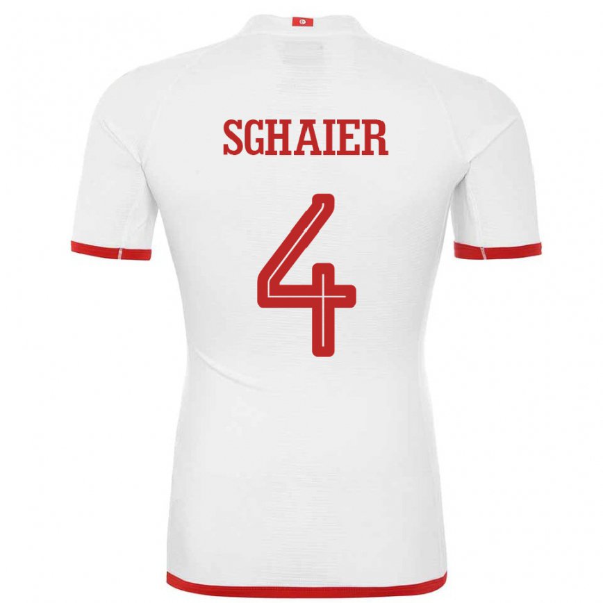 Niño Camiseta Túnez Makrem Sghaier #4 Blanco 2ª Equipación 22-24 México