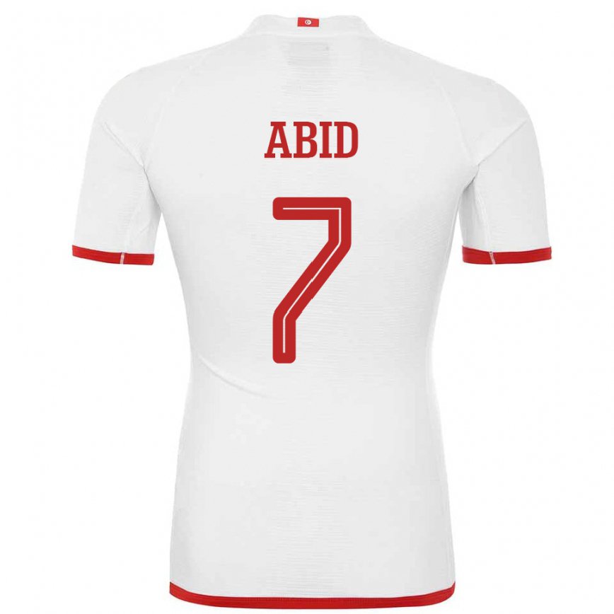 Niño Camiseta Túnez Aziz Abid #7 Blanco 2ª Equipación 22-24 México