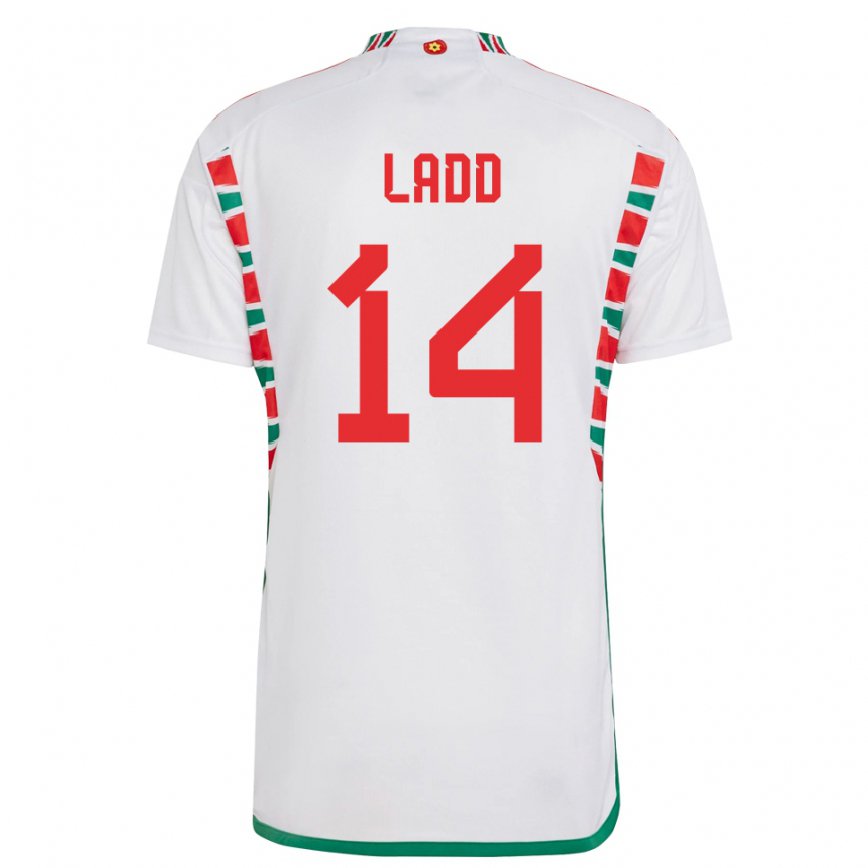 Niño Camiseta Gales Hayley Ladd #14 Blanco 2ª Equipación 22-24 México