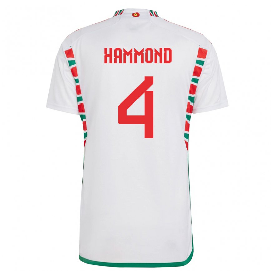 Niño Camiseta Gales Ben Hammond #4 Blanco 2ª Equipación 22-24 México