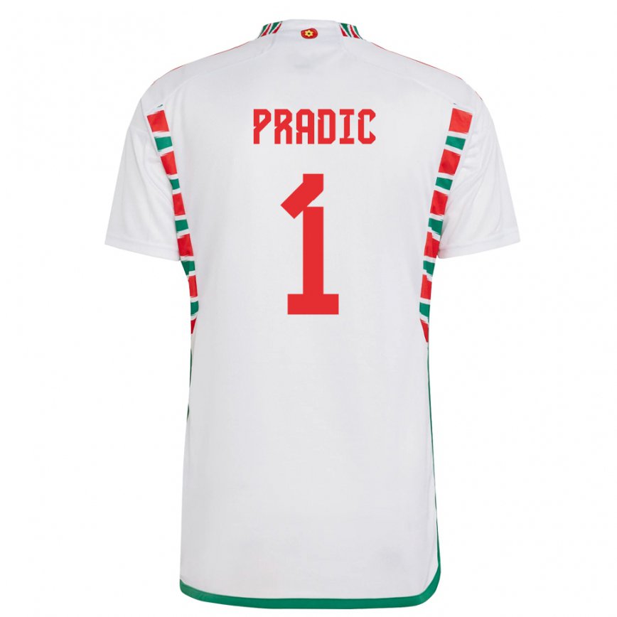 Niño Camiseta Gales James Pradic #1 Blanco 2ª Equipación 22-24 México