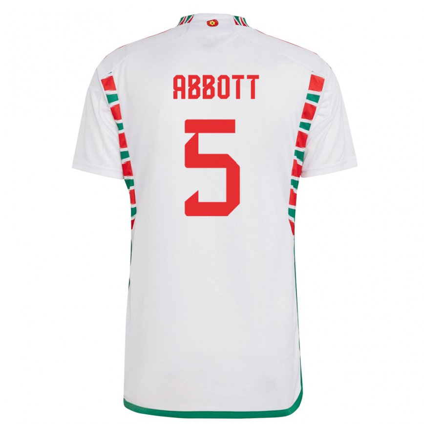 Niño Camiseta Gales George Abbott #5 Blanco 2ª Equipación 22-24 México