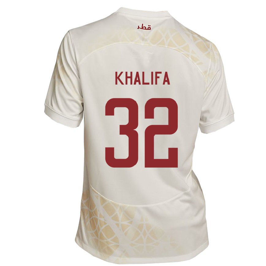 Niño Camiseta Catar Duana Khalifa #32 Beis Dorado 2ª Equipación 22-24 México