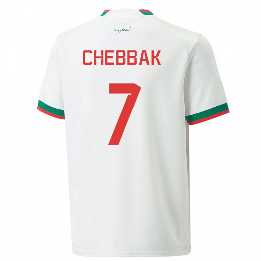 Niño Camiseta Marruecos Ghizlane Chebbak #7 Blanco 2ª Equipación 22-24 México