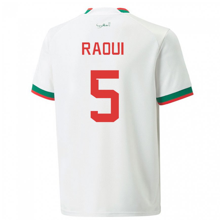 Niño Camiseta Marruecos Oussama Raoui #5 Blanco 2ª Equipación 22-24 México