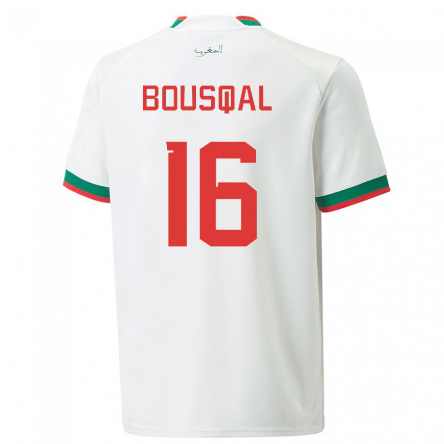 Niño Camiseta Marruecos Hamza Bousqal #16 Blanco 2ª Equipación 22-24 México