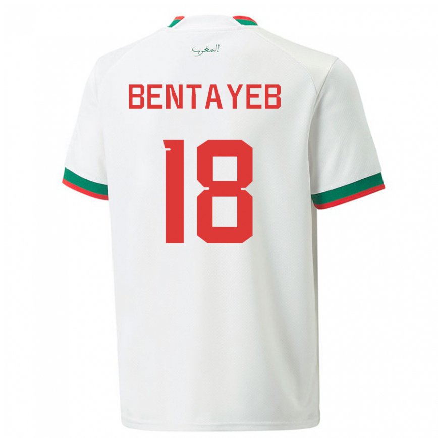 Niño Camiseta Marruecos Tawfik Bentayeb #18 Blanco 2ª Equipación 22-24 México