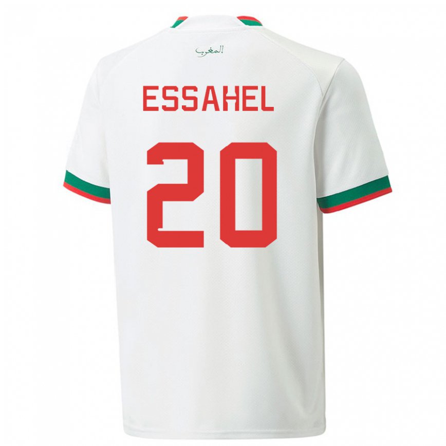 Niño Camiseta Marruecos Mohammed Amine Essahel #20 Blanco 2ª Equipación 22-24 México